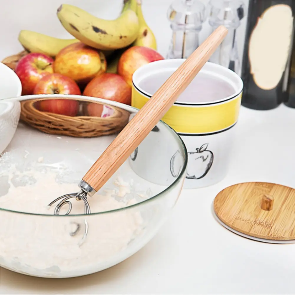 HGHO Danish Dough Whisk Set Large Double Eye Bread Mixer Set ,With 4 Replaceable Blades For Cake Bread Pastry(8Pcs)