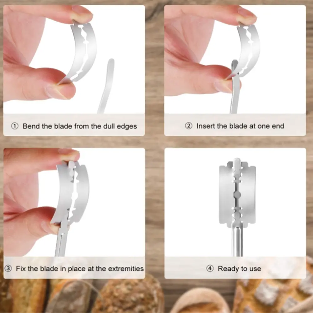 HGHO Danish Dough Whisk Set Large Double Eye Bread Mixer Set ,With 4 Replaceable Blades For Cake Bread Pastry(8Pcs)