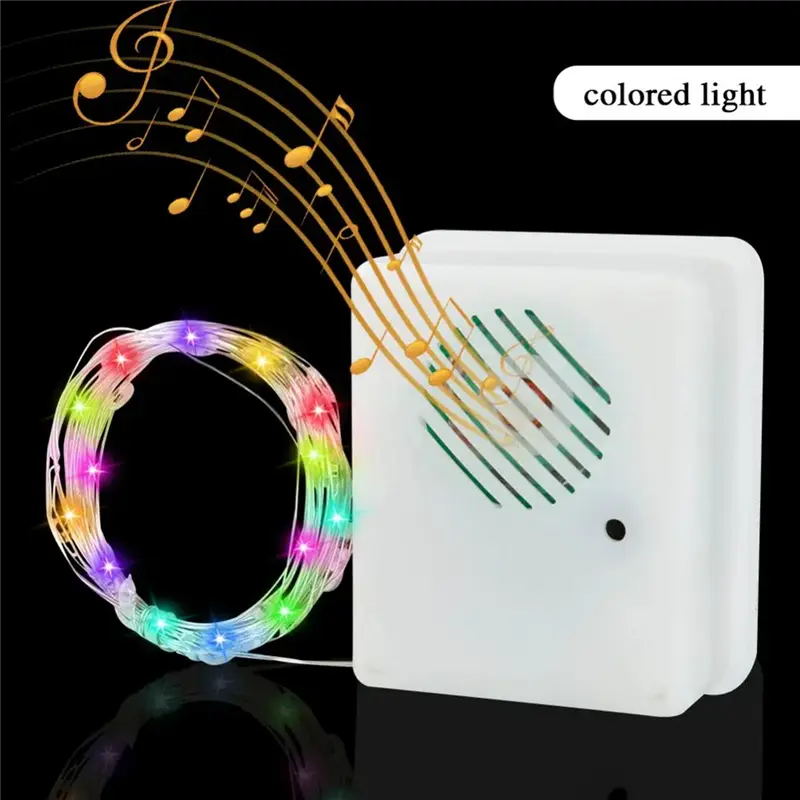 HGHO DIY Christmas Sound Sensor With LED String Decorative Lights Christmas Music Speaker For Party Xmas Tree Deco