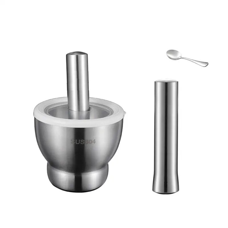 HGHO 304 Stainless Steel Masher Solid Garlic Masher Household Grinding Masher Garlic Masher Garlic Mortar Grinding Bowl