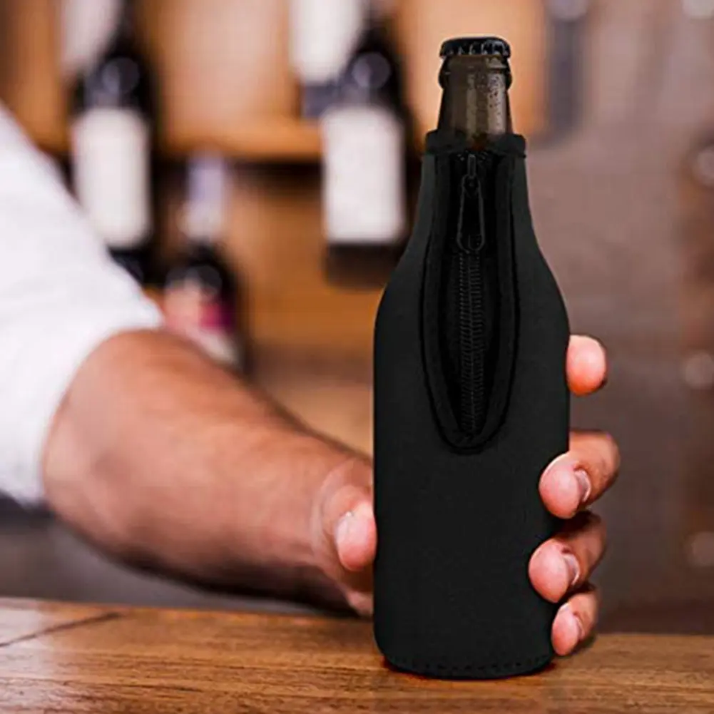 HGHO Beer Bottle Insulator Sleeve Keep Drink Cold,Zip-Up Bottle Jackets,Beer Bottle Cooler Sleeves,Neoprene Cover,5Pcs