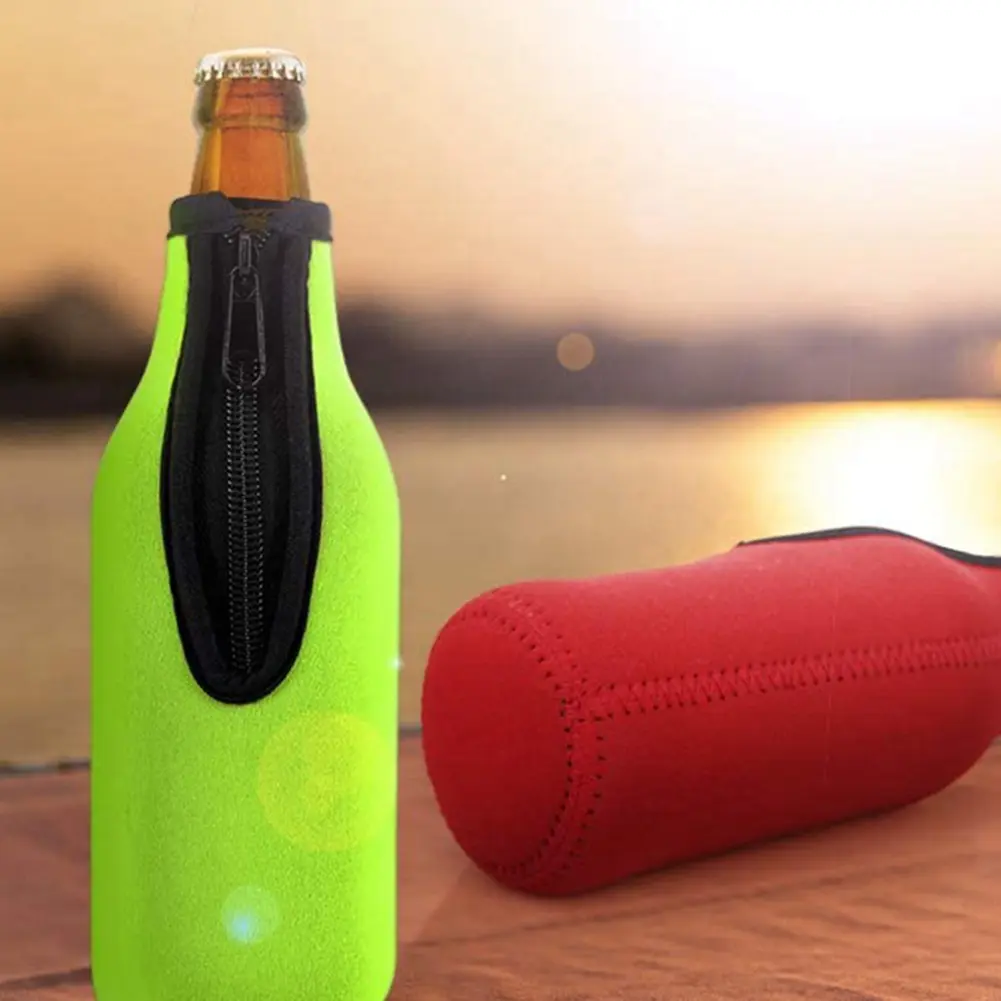 HGHO Beer Bottle Insulator Sleeve Keep Drink Cold,Zip-Up Bottle Jackets,Beer Bottle Cooler Sleeves,Neoprene Cover,5Pcs