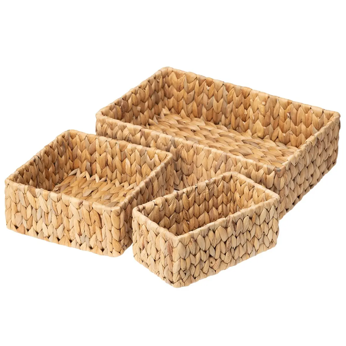 New Wicker Baskets for Organizing 3Pack, Large and Small Wicker Storage Baskets Set, Hand Woven Baskets for Storage