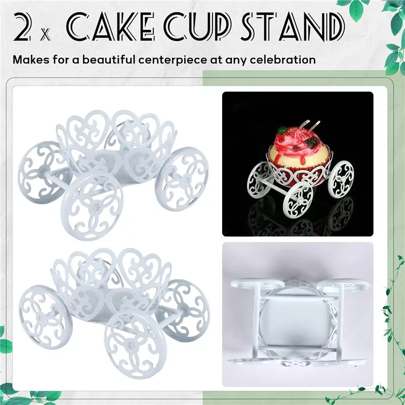 HGHO 2-Pack Single Princess Carriage Cupcake Stand Holder Display