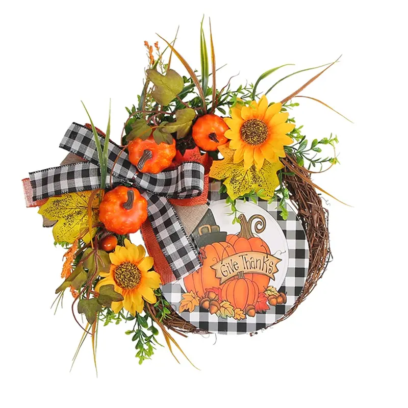 The Front Door Autumn Wreath Thanksgiving Wreath Fall Wreath Harvest Decoration Farmhouse Porch Door, Thanksgiving Decoration
