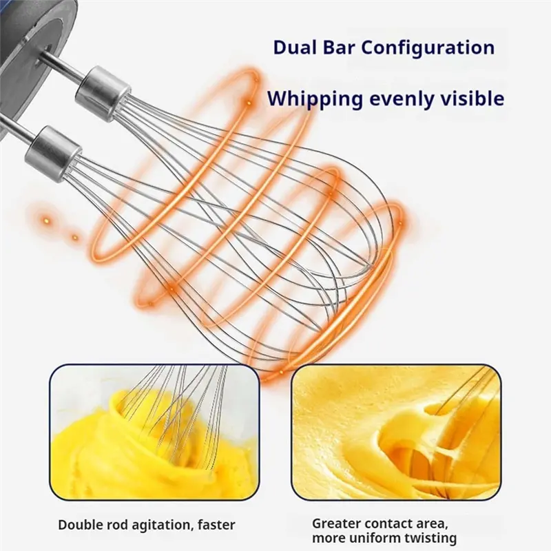 HGHO Cordless Hand Mixer Twin Stick Electric Whisk USB Rechargeable Handheld Electric Mixing 3 Speed Egg Beater For Baking