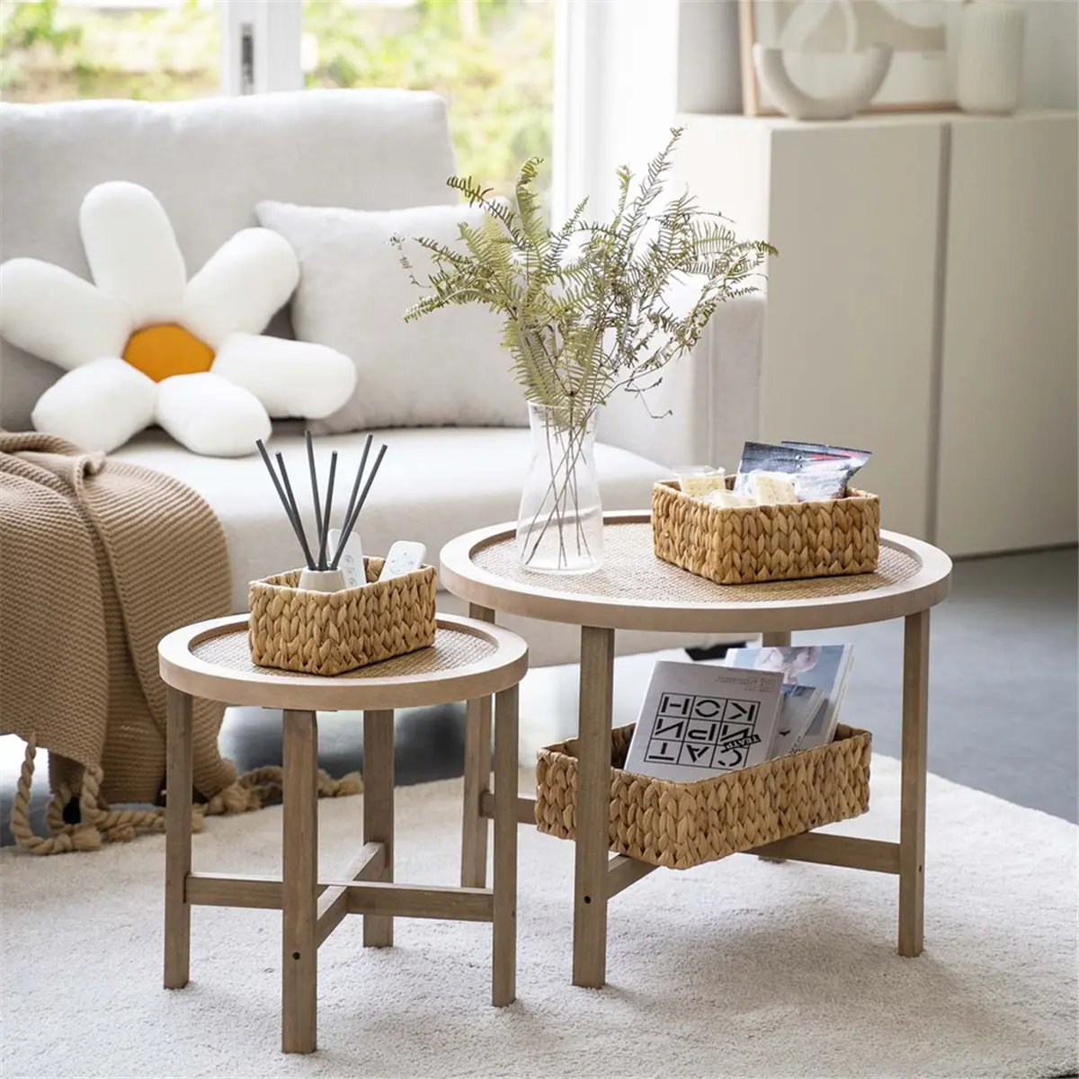New Wicker Baskets for Organizing 3Pack, Large and Small Wicker Storage Baskets Set, Hand Woven Baskets for Storage