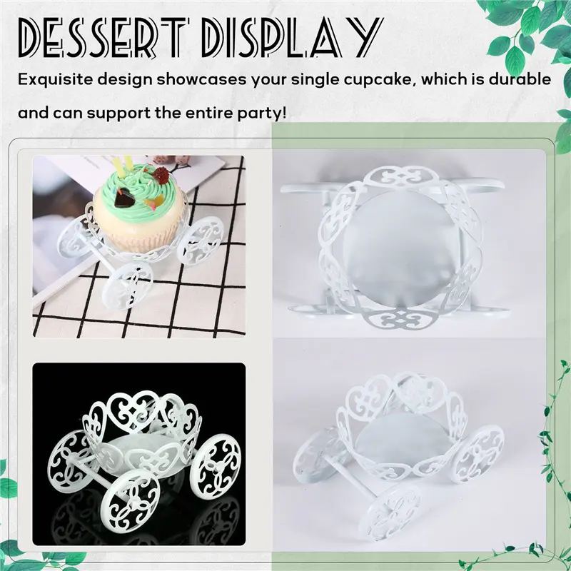 HGHO 2-Pack Single Princess Carriage Cupcake Stand Holder Display
