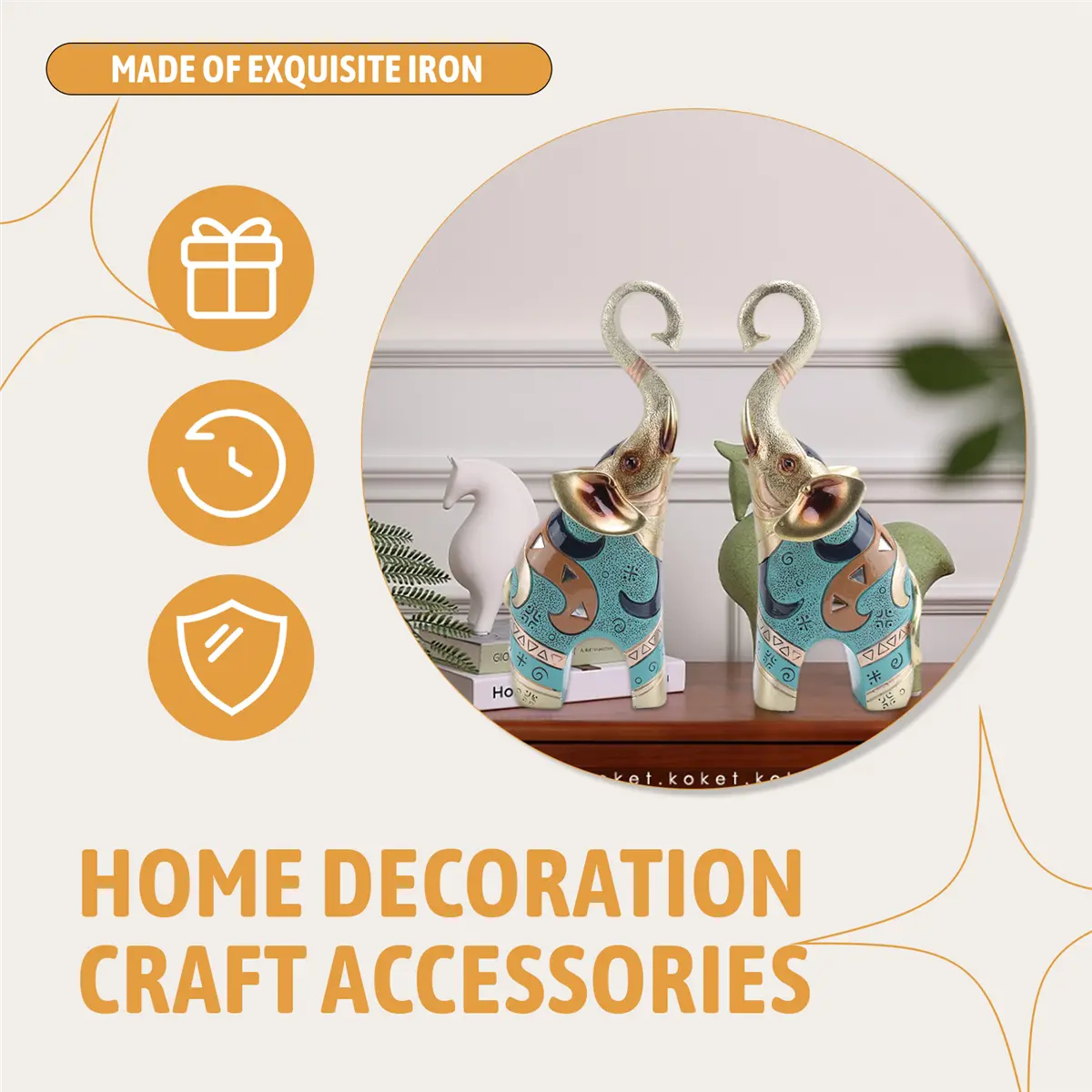 HGHO Good Luck Elephant Statue Decorations for Home Elephant Figurines Statues Home Decor Feng Shui Elephant Figurines