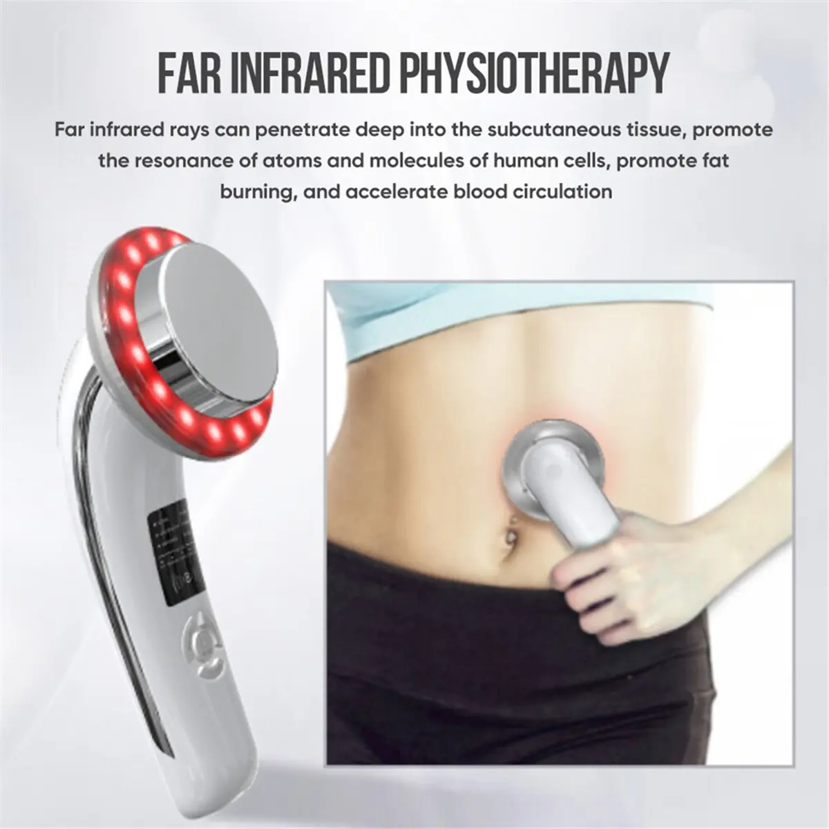 HGHO Ultrasound Cavitation EMS Slimming Machine 6-In-1 Galvanic Ultrasound Body Massager LED Infrared Therapy Tools EU Plug