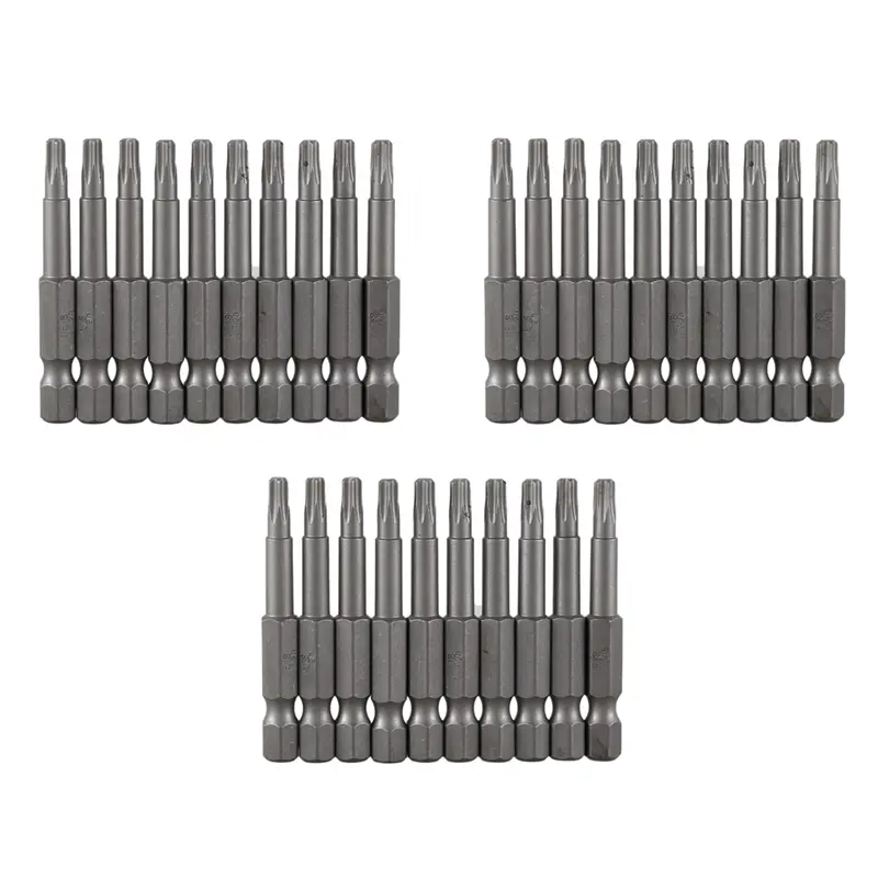 HGHO 6.3Mm Hexagon Shank 4Mm T20 Magnetic Tip Torx Screwdriver Bits 30 Pcs