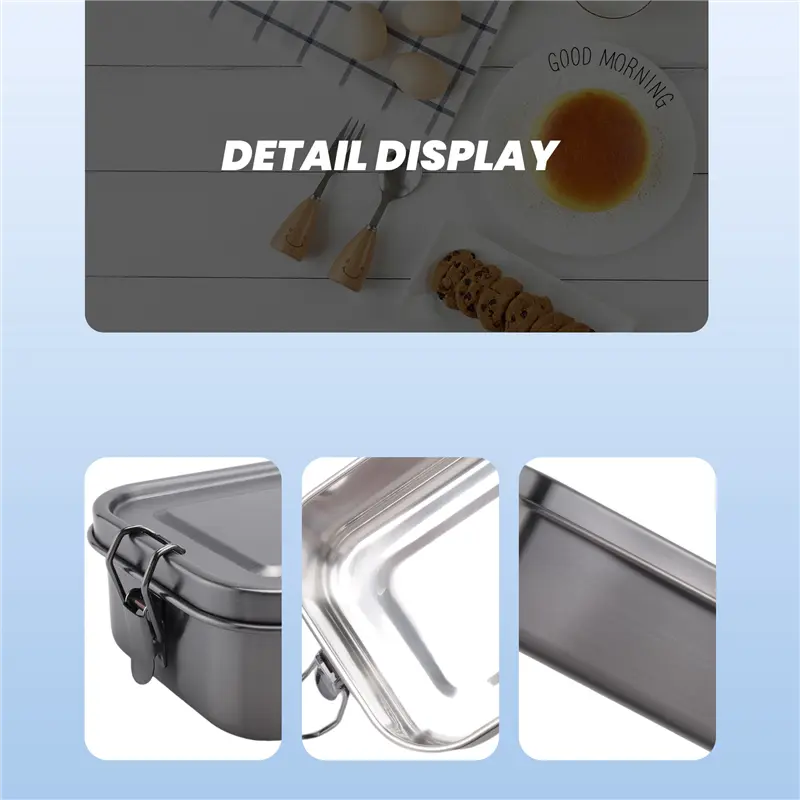 HGHO Stainless Steel Bento Box Leakproof Metal Lunch Box With Removable Divider Lunch Box For Children And Adults