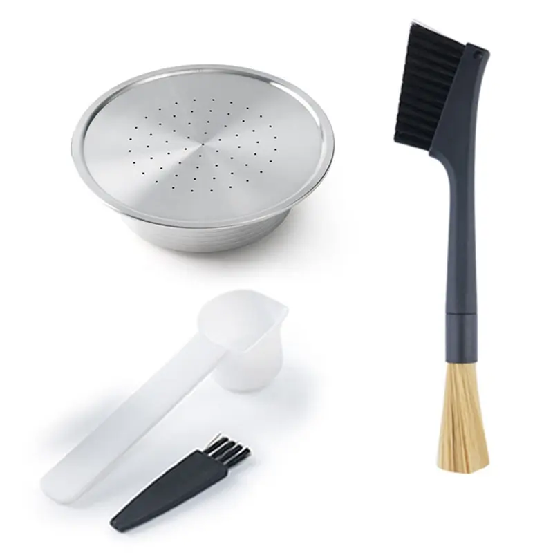 HGHO Reusable Coffee Capsules Stainless Steel Refillable Coffee Pods Coffee Spoon And Brush For Senseo HD7801 Coffee Maker Durab