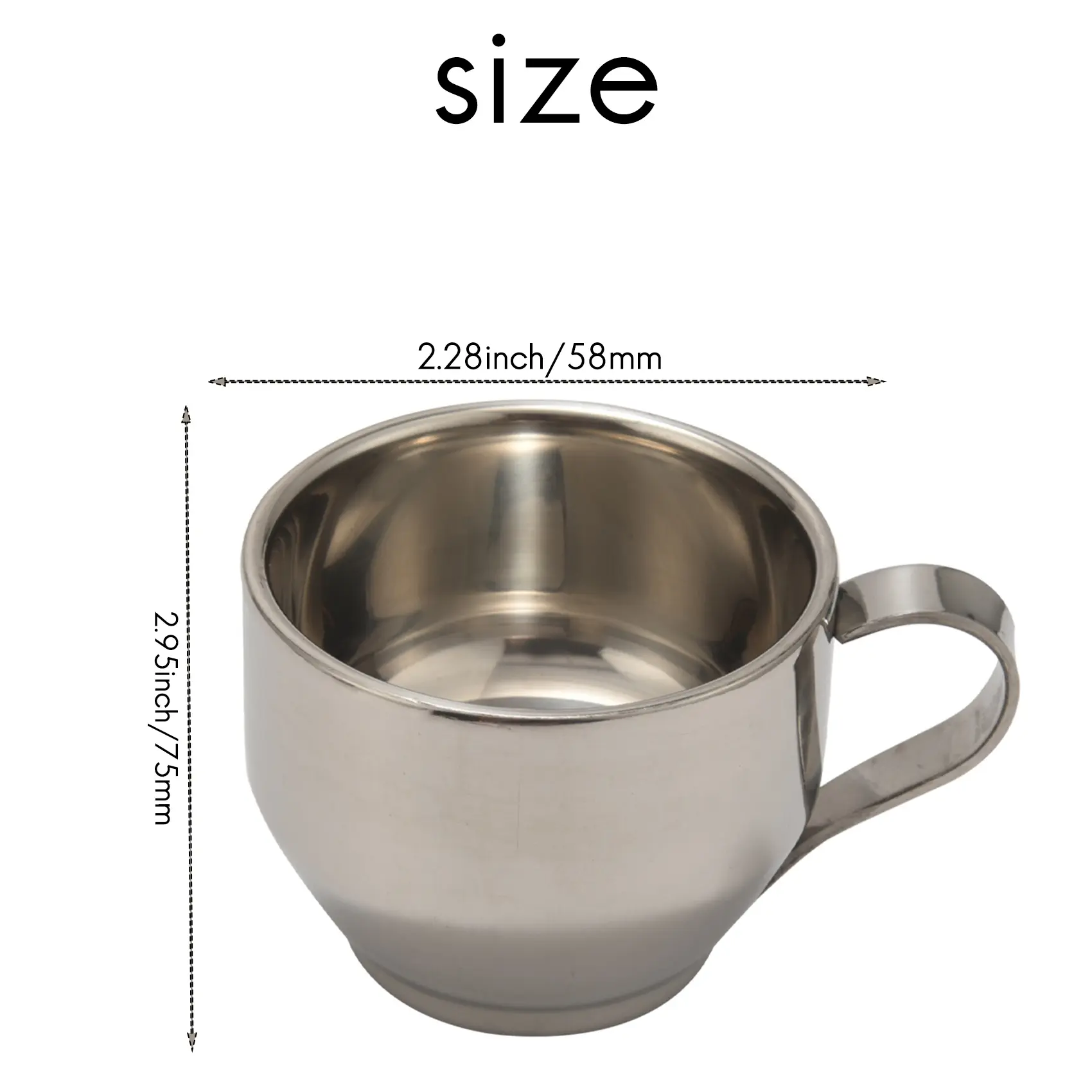 HGHO Insulated Coffee Cup Set - Stainless Steel Double Walled Espresso Cups Latte Cappuccino Tea Cup With Saucer And Spoon 125Ml