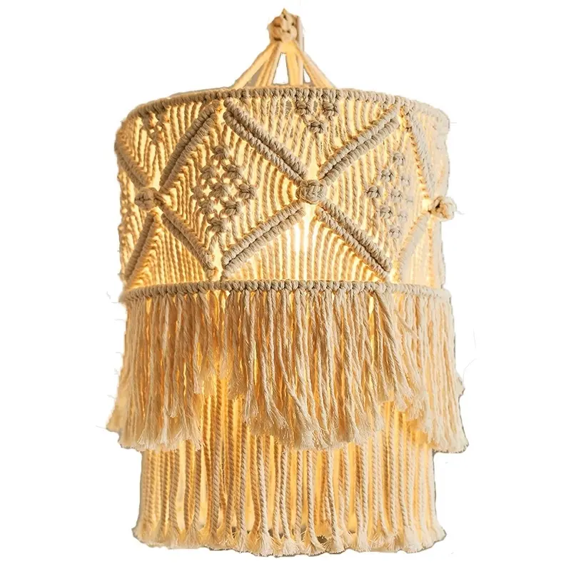 New Handmade Wall Tapestry Lampshade Macrame Boho Decor Handcraft Tassel Tapestry Background Headboard Wall Hanging Decor