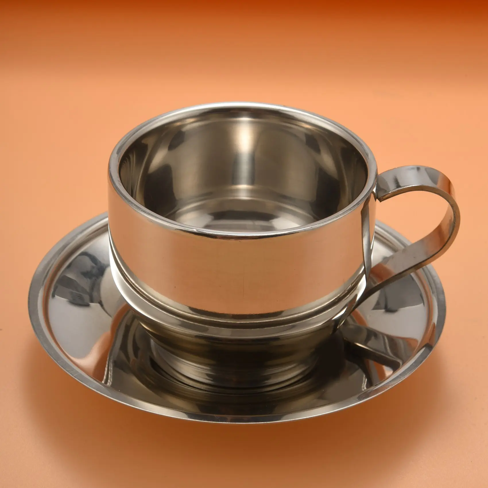 HGHO Insulated Coffee Cup Set - Stainless Steel Double Walled Espresso Cups Latte Cappuccino Tea Cup With Saucer And Spoon 125Ml