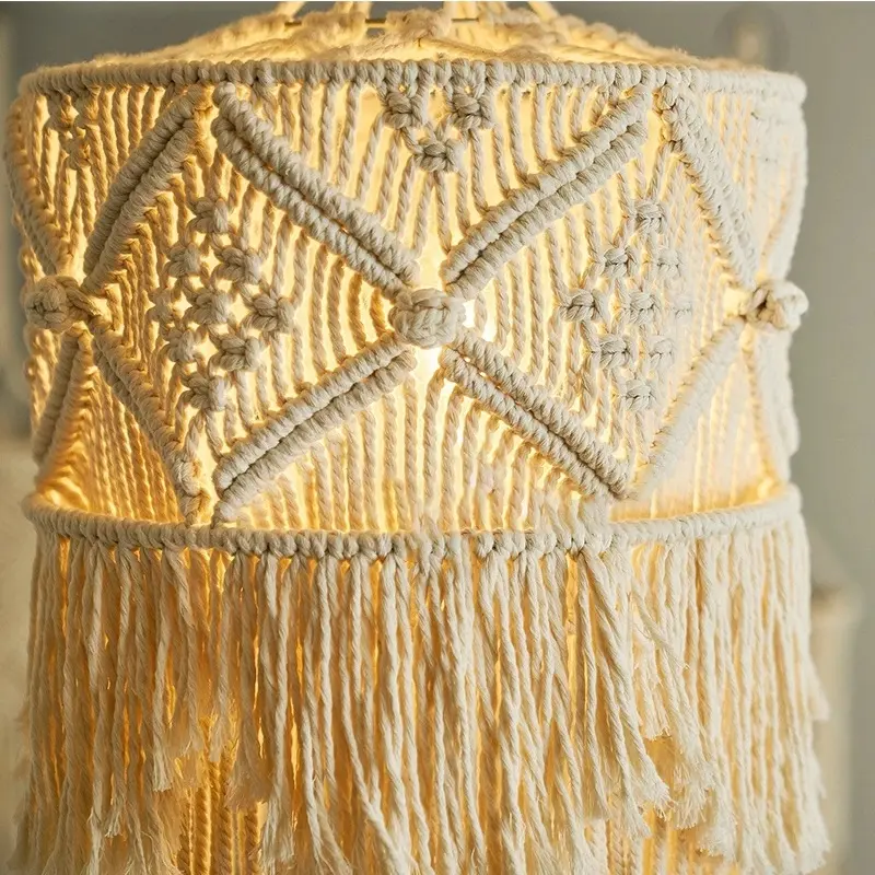 New Handmade Wall Tapestry Lampshade Macrame Boho Decor Handcraft Tassel Tapestry Background Headboard Wall Hanging Decor