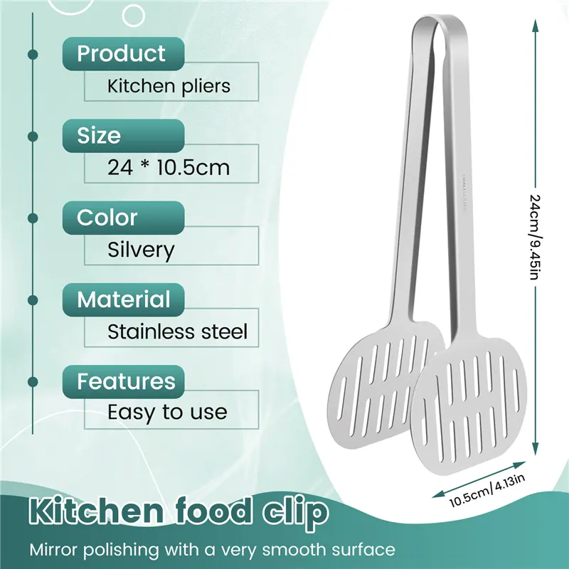 HGHO Stainless Steel Turner Tongs Kitchen Double Spatula Bread And Burger Tongs For Cooking Food-Barbecue Clamp Buffet Pliers
