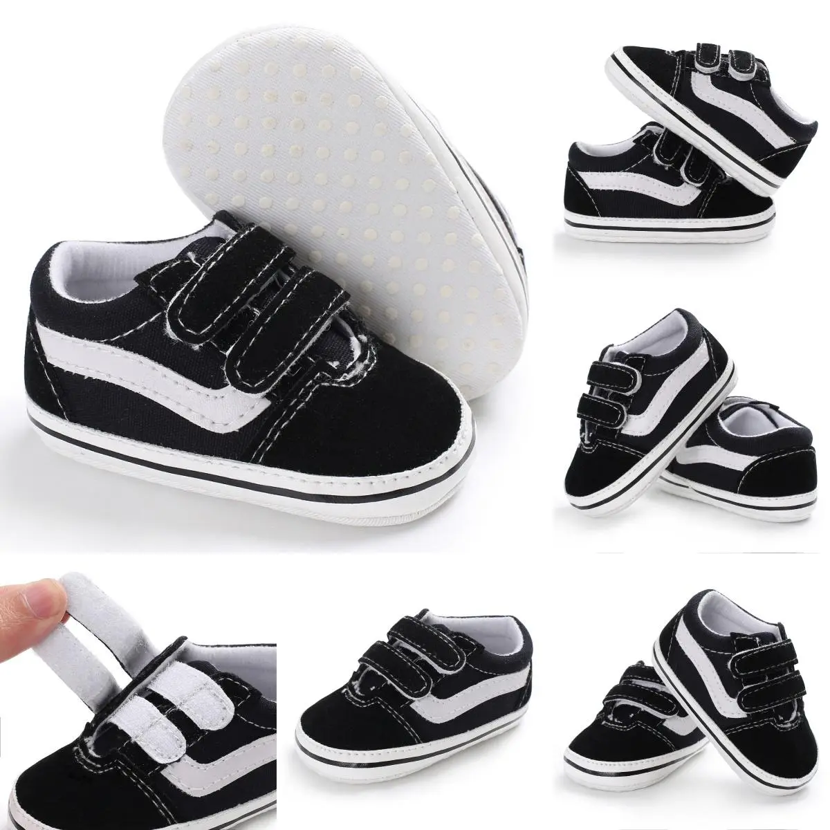 Boys' First Walker Shoes - Lightweight, Non-Slip, Comfort Soft Sole, Easy Hook-and-Loop, Stylish Moire Pattern for Spring/Fall