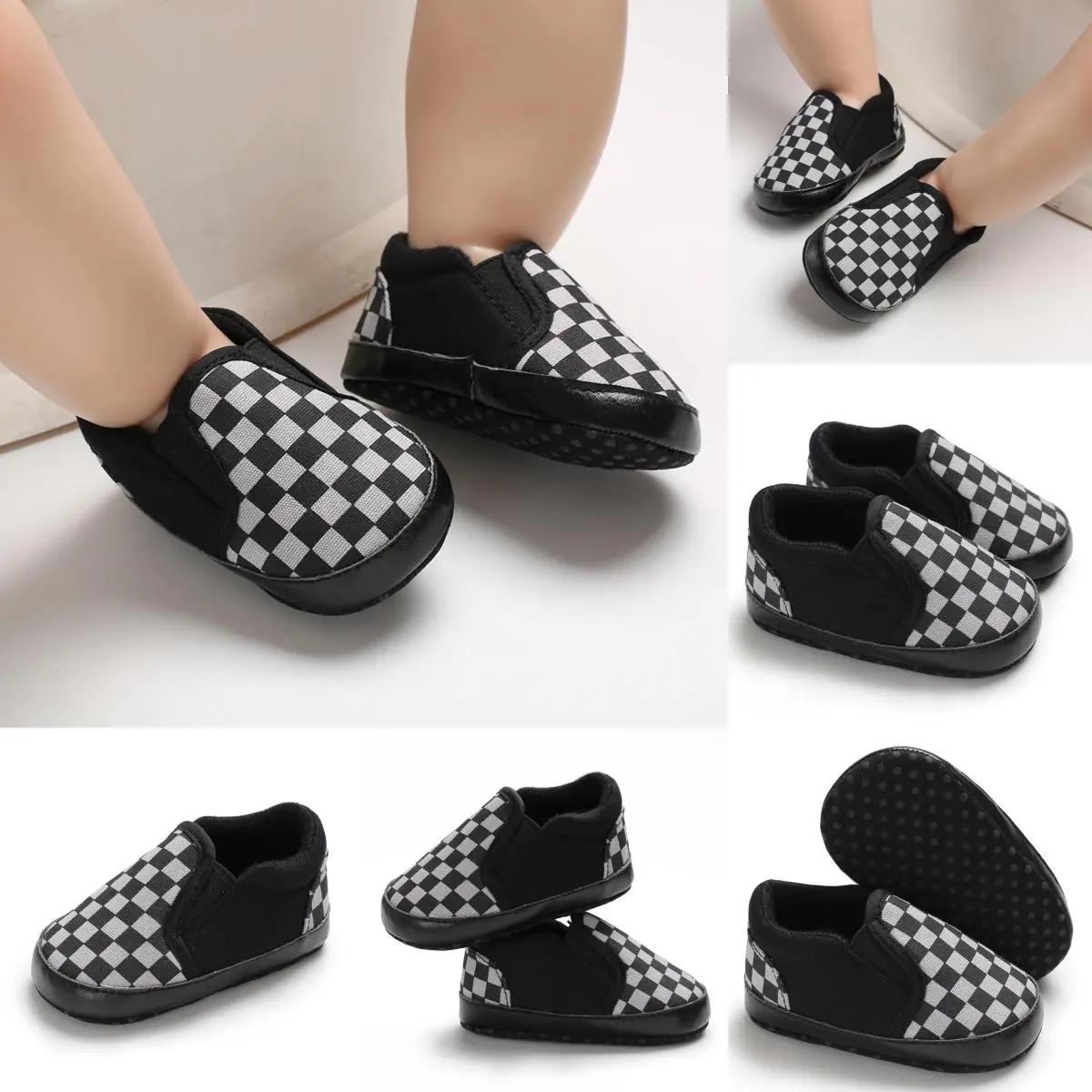 Boys' First Walker Shoes - Lightweight, Non-Slip, Comfort Soft Sole, Easy Hook-and-Loop, Stylish Moire Pattern for Spring/Fall