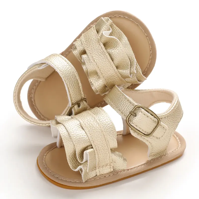 Infant Baby Girls Summer Sandals with Flower Soft Sole Newborn Toddler First Walker Crib Dress Shoes