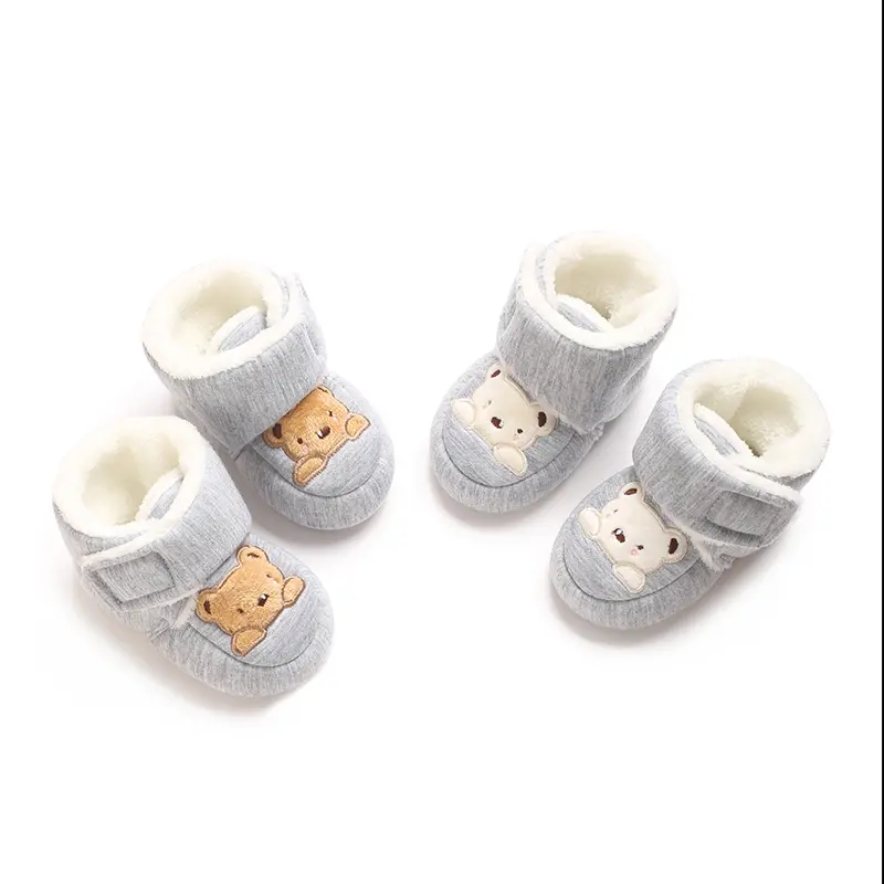 Cute cartoon comfortable boots, suitable for baby boys, soft and warm with wool boots, suitable for indoor walks, autumn and win
