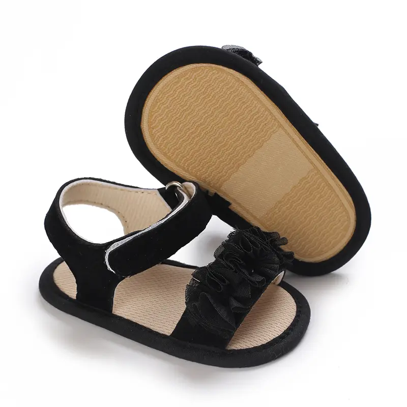 Cute soft soled baby sandals for spring and summer, with cute flowers, suitable for indoor use, non slip and breathable