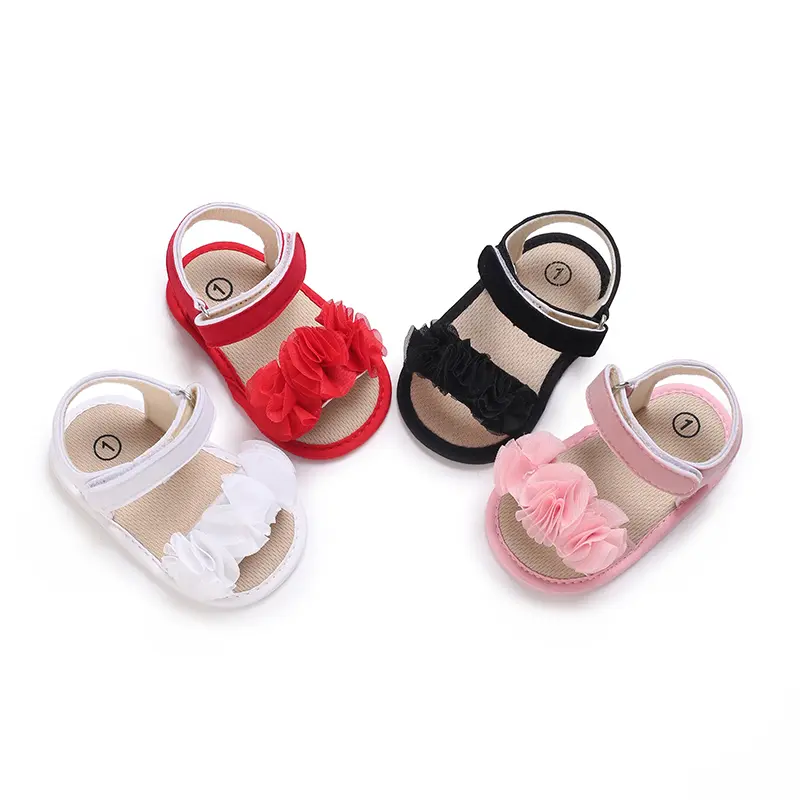 Cute soft soled baby sandals for spring and summer, with cute flowers, suitable for indoor use, non slip and breathable