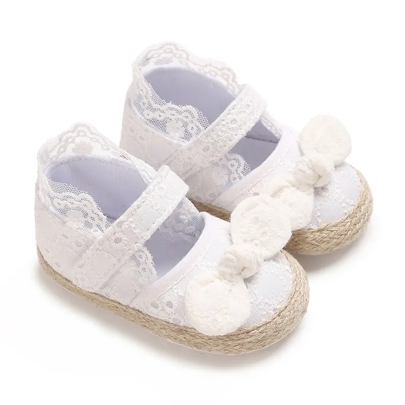 Baby Girls Mary Jane Flats Non Slip Rubber Sole with Bownot Toddler First Walkers Princess Wedding Dress Shoes
