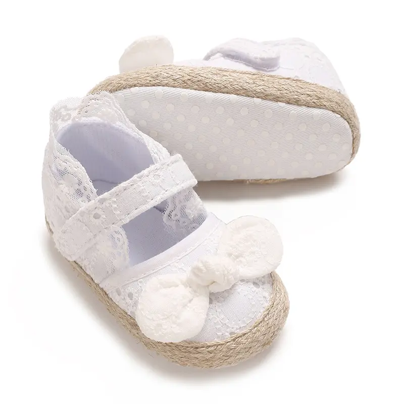 Baby Girls Mary Jane Flats Non Slip Rubber Sole with Bownot Toddler First Walkers Princess Wedding Dress Shoes