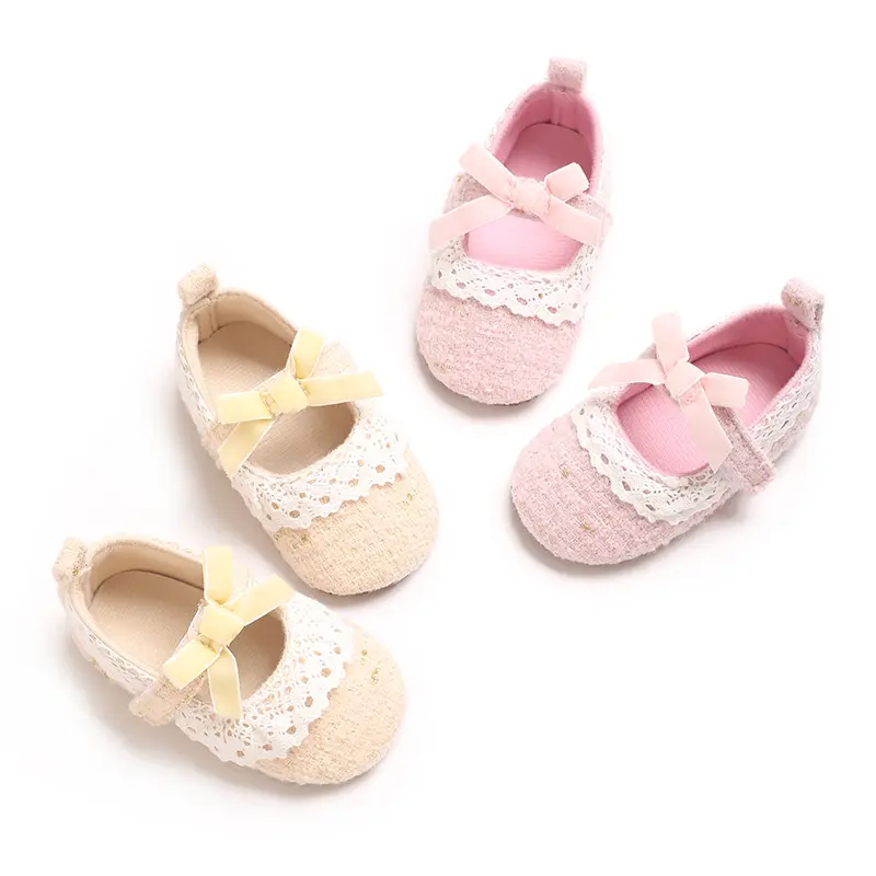Baby Girls Mary Jane Flats with Bowknot Princess Party Dress Crib Shoes Non-Slip Soft Rubber Sole for Toddler First Walkers