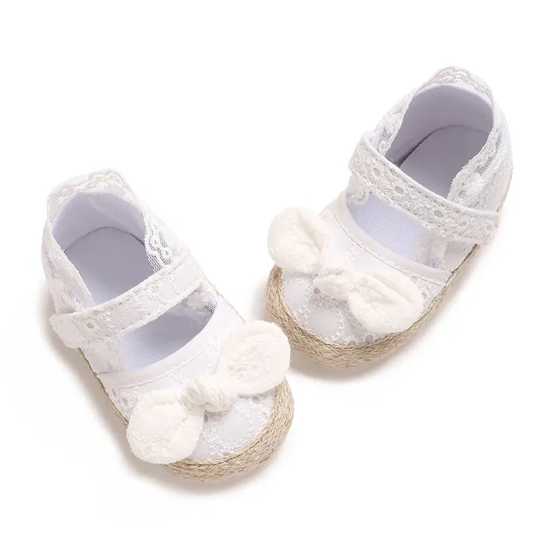 Baby Girls Mary Jane Flats Non Slip Rubber Sole with Bownot Toddler First Walkers Princess Wedding Dress Shoes