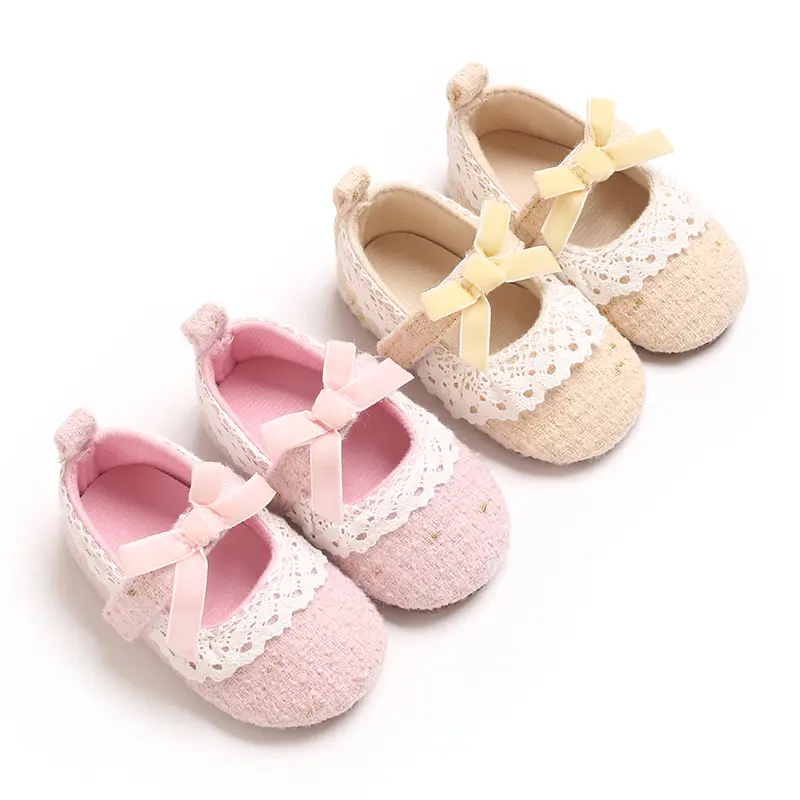 Baby Girls Mary Jane Flats with Bowknot Princess Party Dress Crib Shoes Non-Slip Soft Rubber Sole for Toddler First Walkers