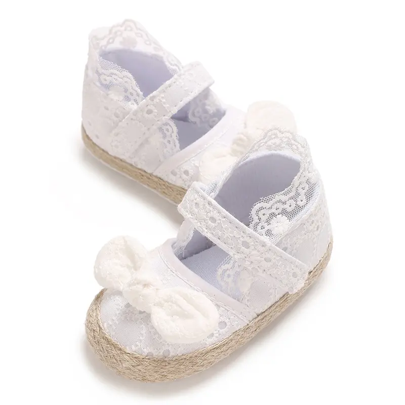 Baby Girls Mary Jane Flats Non Slip Rubber Sole with Bownot Toddler First Walkers Princess Wedding Dress Shoes