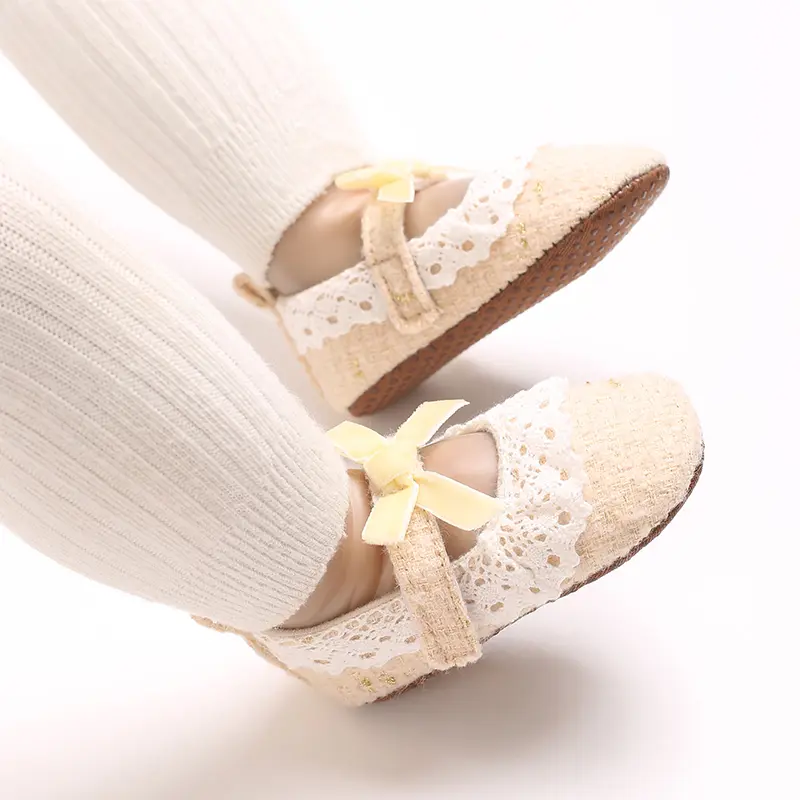 Baby Girls Mary Jane Flats with Bowknot Princess Party Dress Crib Shoes Non-Slip Soft Rubber Sole for Toddler First Walkers