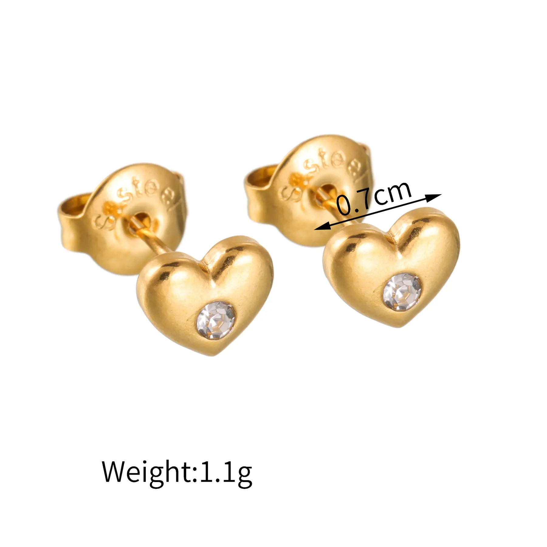 Freeteeme Multiple Styles Stud Earring for Women Gold Color Stainless Steel Zircon Heart Butterfly Earrings Wedding Jewelry Gift