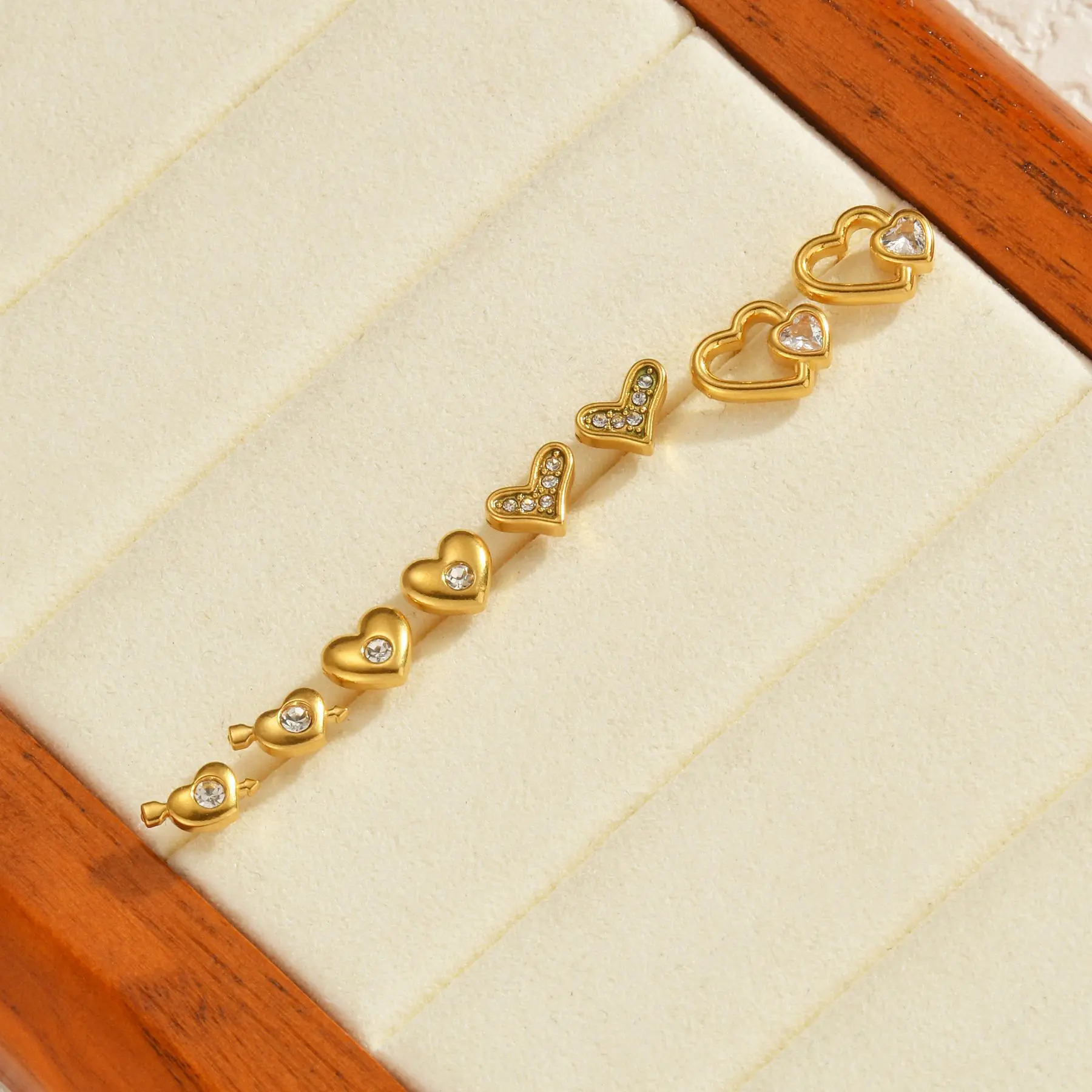 Freeteeme Multiple Styles Stud Earring for Women Gold Color Stainless Steel Zircon Heart Butterfly Earrings Wedding Jewelry Gift