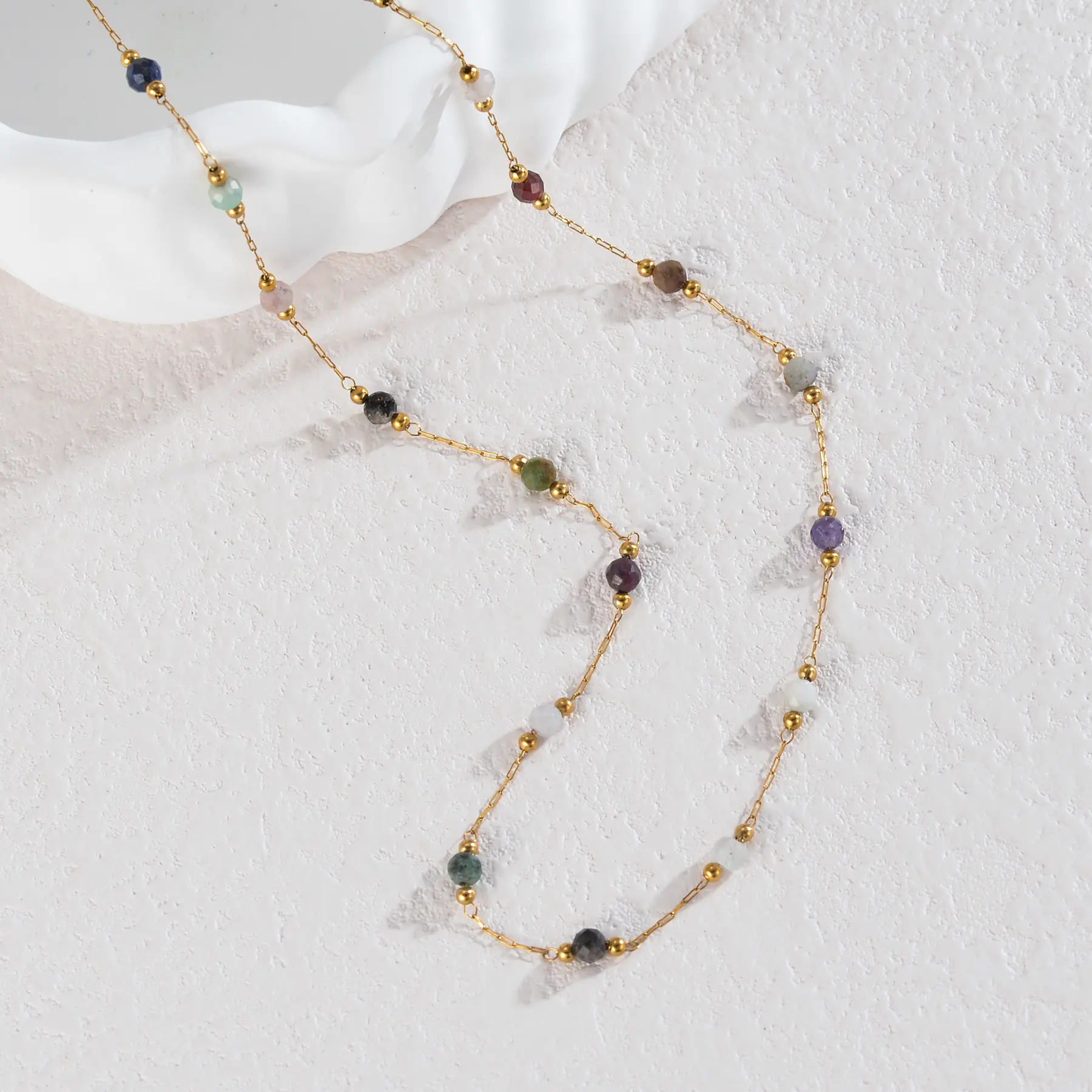 Freeteeme New Beaded Chain Bracelet Necklace Set for Women Simple Style Gold Color Wedding Jewelry Set Birthday Christmas Gifts