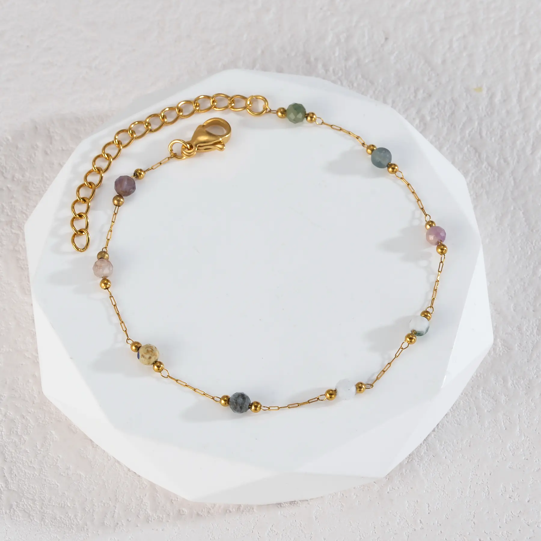Freeteeme New Beaded Chain Bracelet Necklace Set for Women Simple Style Gold Color Wedding Jewelry Set Birthday Christmas Gifts