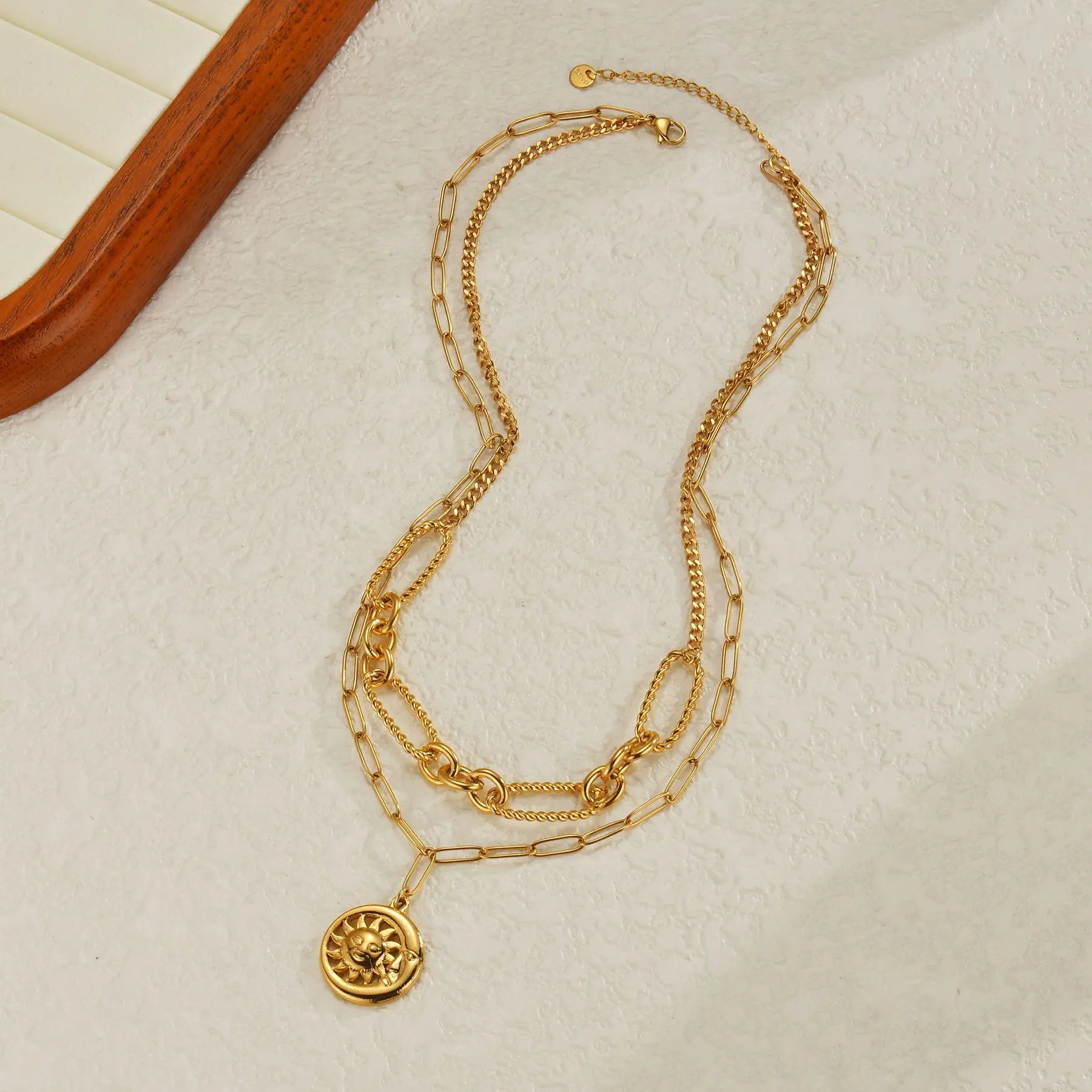 Freeteeme Charm Multiply Design Necklace for Women Gold Color Heart Pendant Sweater Chain Stainless Steel Jewelry Christmas Gift