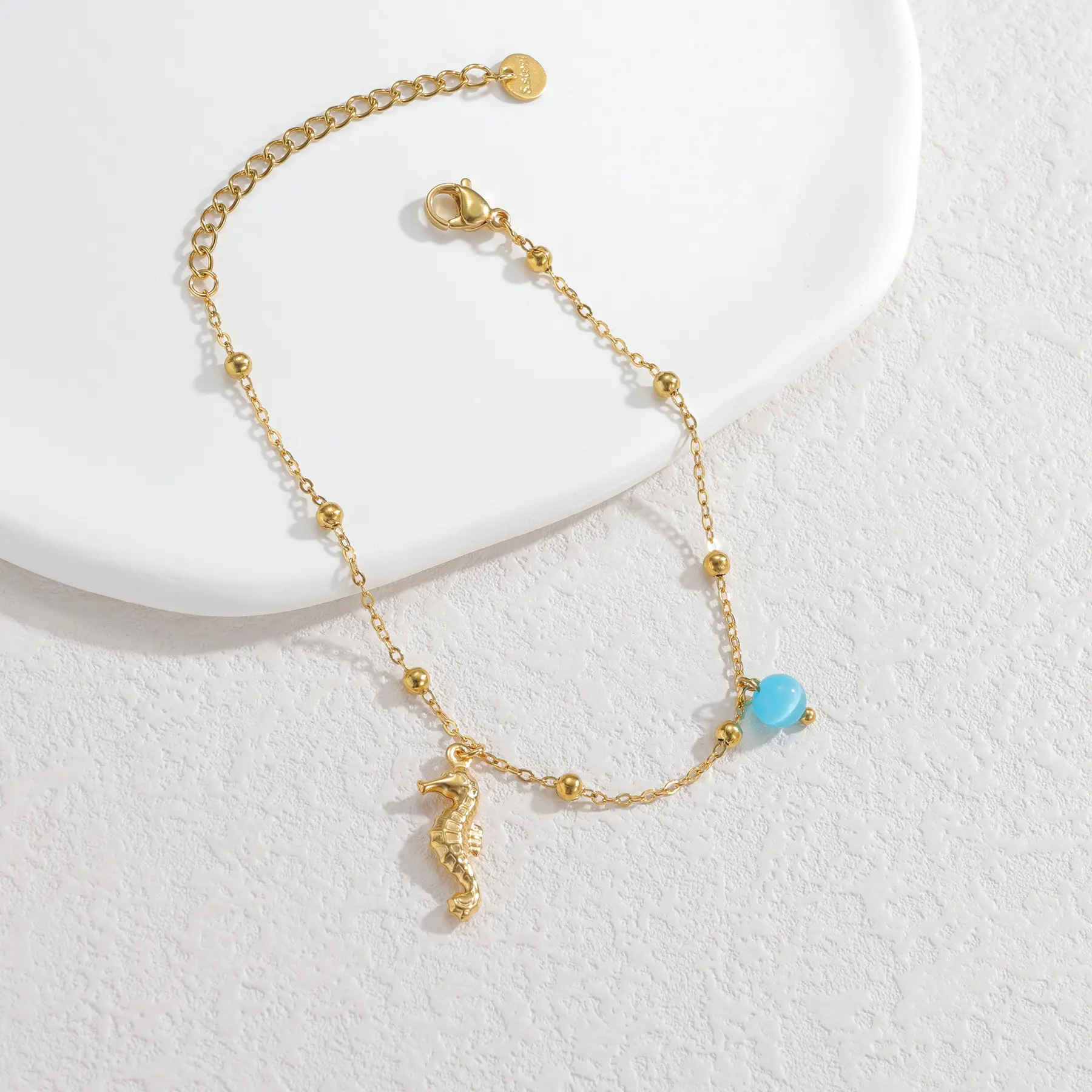Freeteeme High-End Ocean Series Cute Charm Bracelet for Women Shell Fish Pendant Hand Chain Gold Color Trendy Beach Jewelry Gift