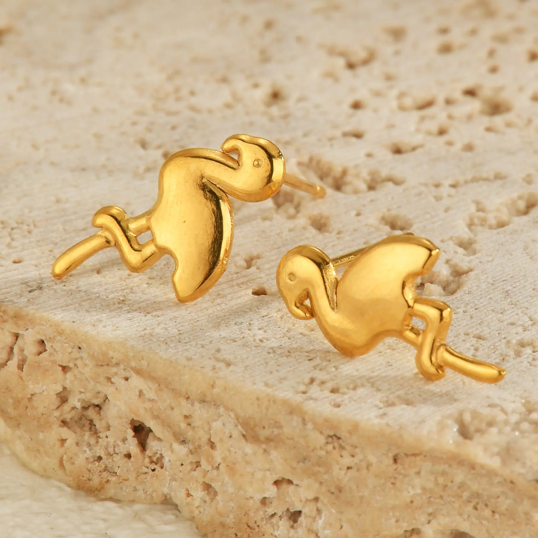 Freeteeme New Cute Animal Stud Earrings for Women Girls Gold Plated Elephant Earring Stainless Steel Jewelry Accessories Gift