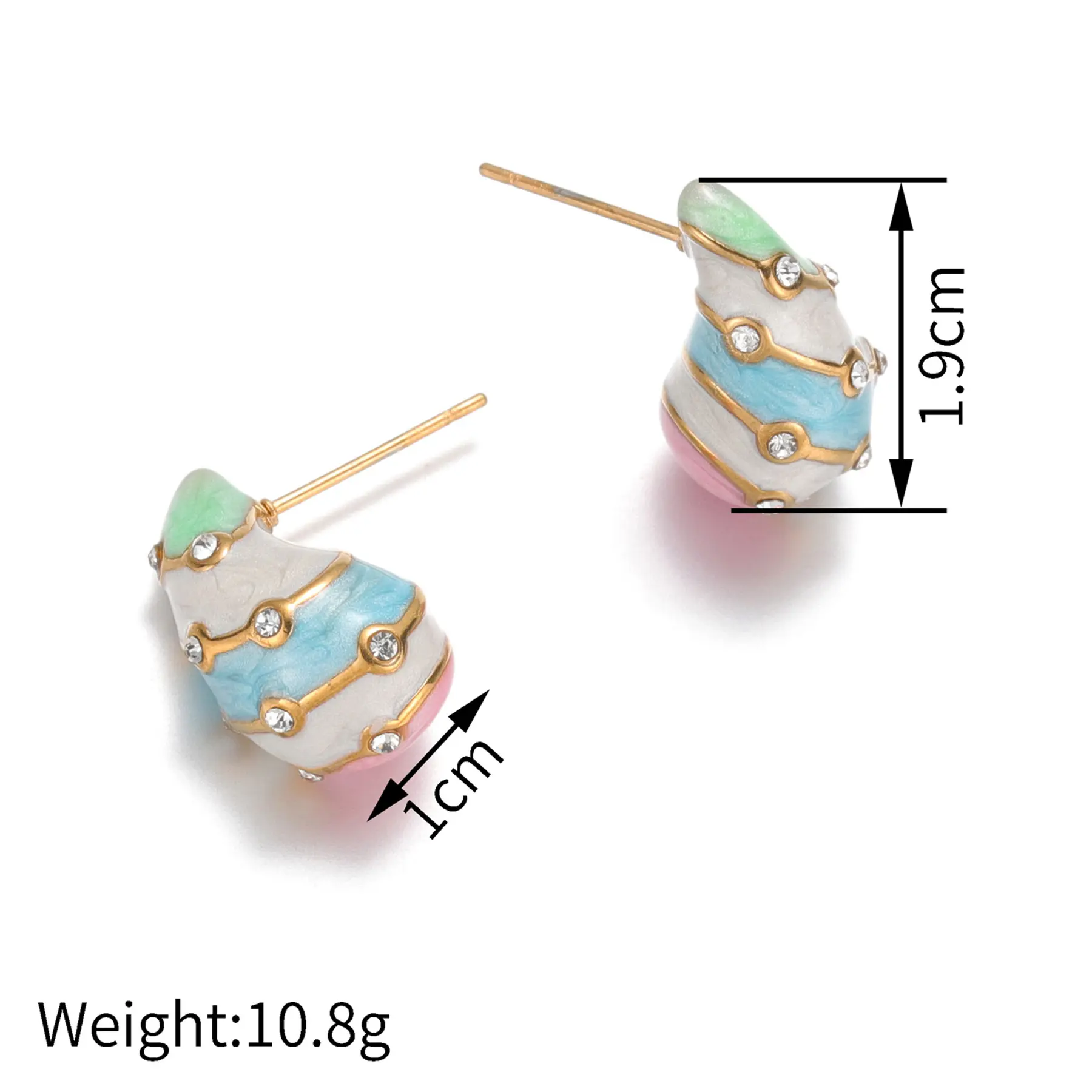 Freeteeme New Colorful Drip Oil Water Drop Shape Earrings for Women Stainless Steel Zircon Stud Earrings Girls' Birthday Gifts