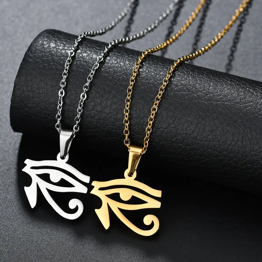 Freeteeme Simple Stainless Steel Cross Pendant for Women Men Gold Color Spider Shape PSI Sign Chain Choker Birthday Couple Gift
