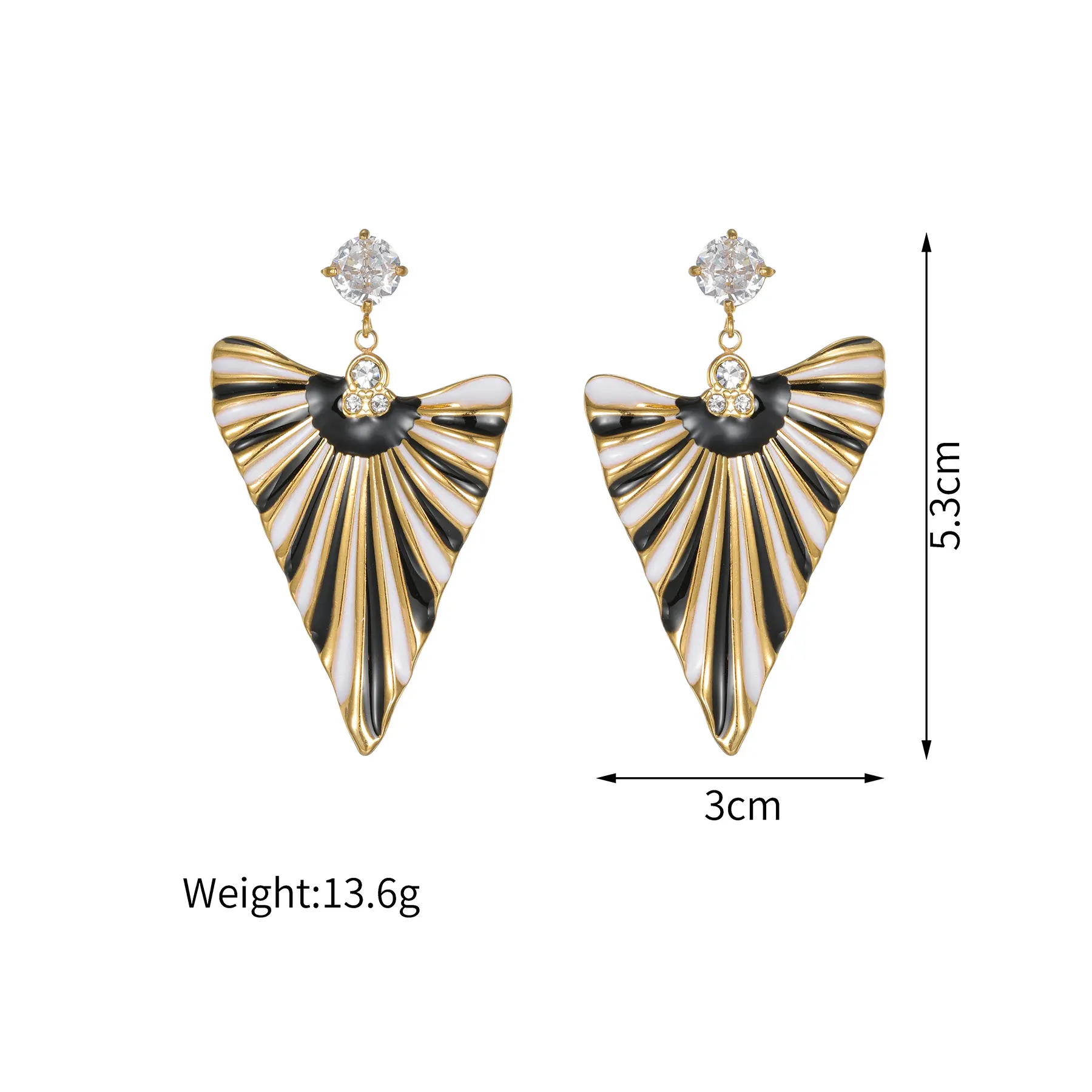 Freeteeme New Geometric Contrast Color Triangle Earrings Oil Dripping Bling Zircon Ear Studs Birthday Jewelry Party Women Gift