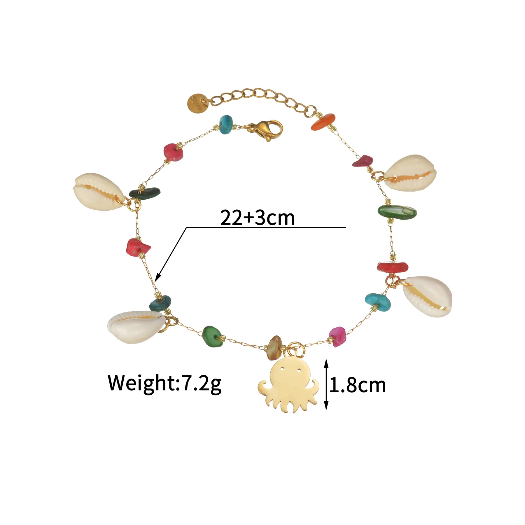 Freeteeme New Octopus Shell Charms Gravel Anklet for Women Girls Stainless Steel Ocean Series Leg Chain Holiday Jewelry Gifts