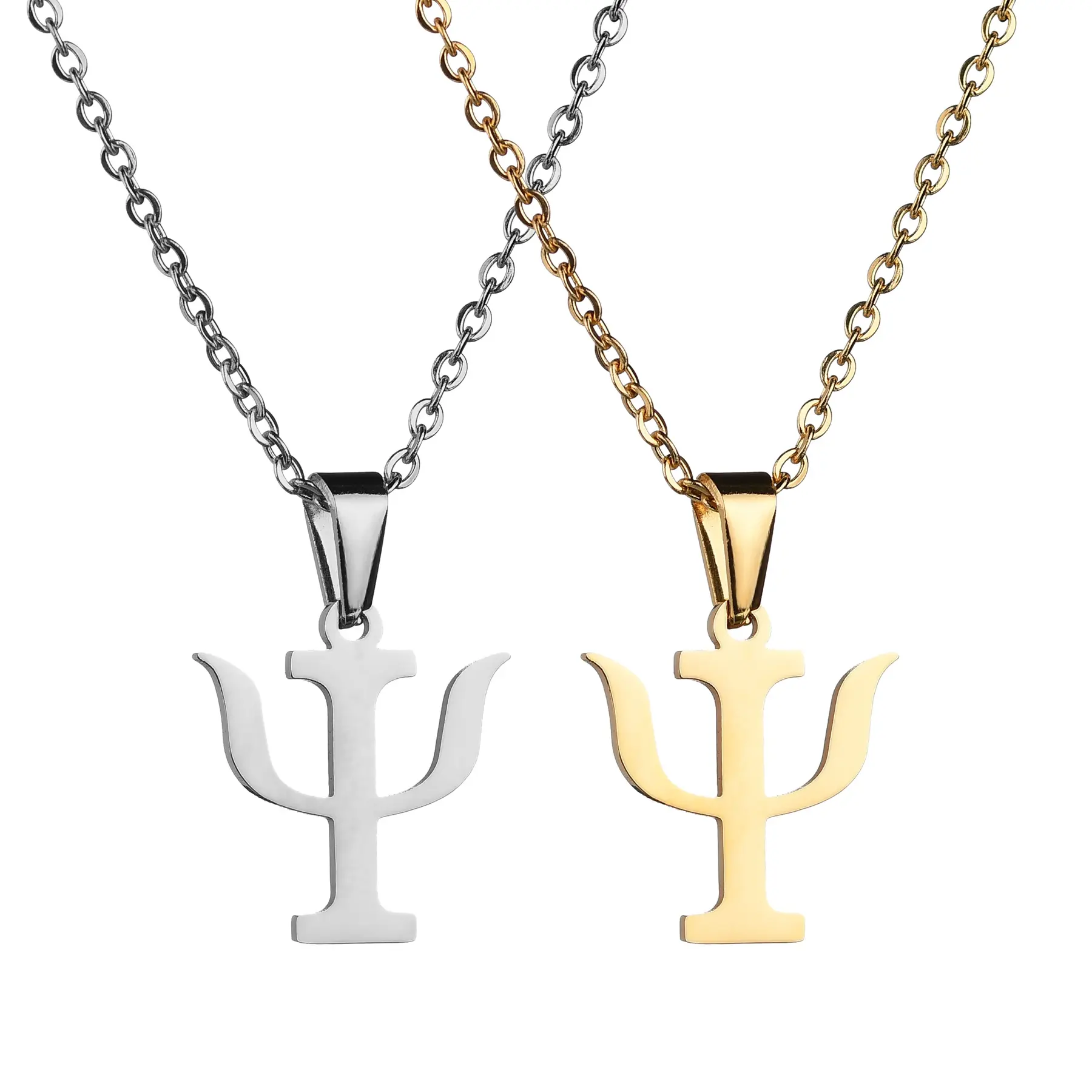 Freeteeme Simple Stainless Steel Cross Pendant for Women Men Gold Color Spider Shape PSI Sign Chain Choker Birthday Couple Gift