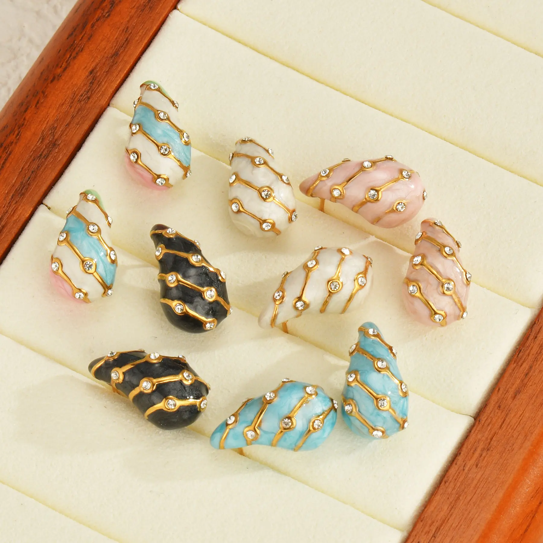 Freeteeme New Colorful Drip Oil Water Drop Shape Earrings for Women Stainless Steel Zircon Stud Earrings Girls' Birthday Gifts