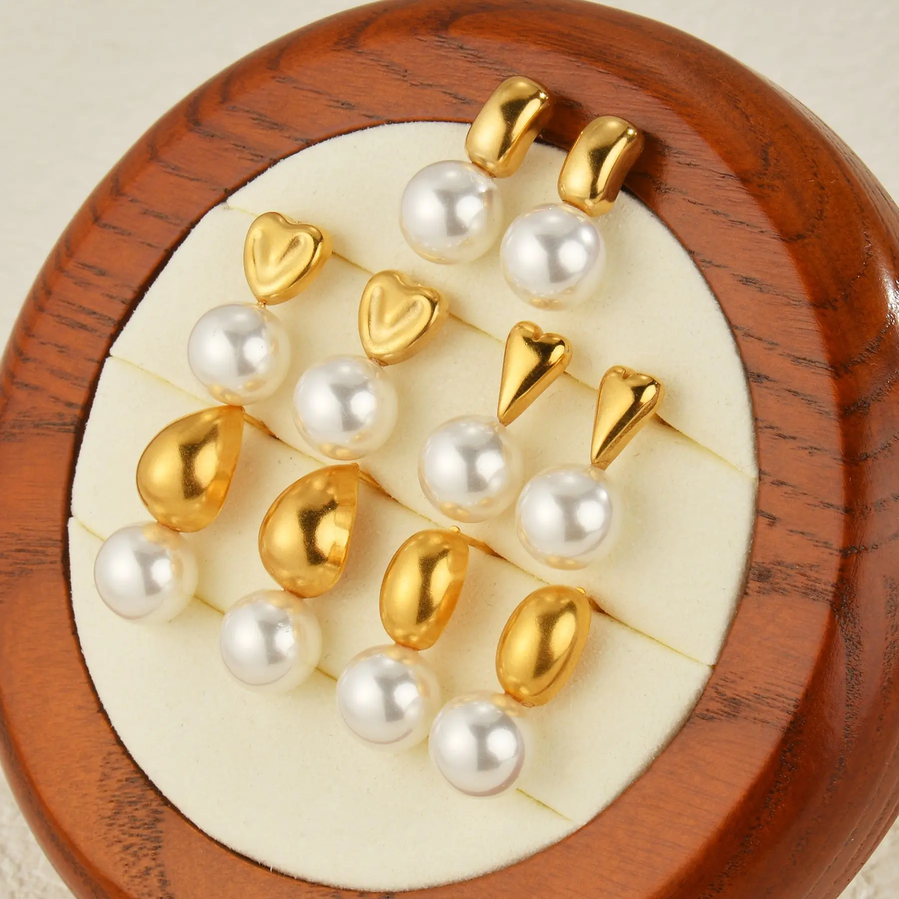 Freeteeme Fashion Imitation Pearl Geometric Gold-plated Stainless Steel Earring For Women Elegant Jewelry Accessories Party Gift