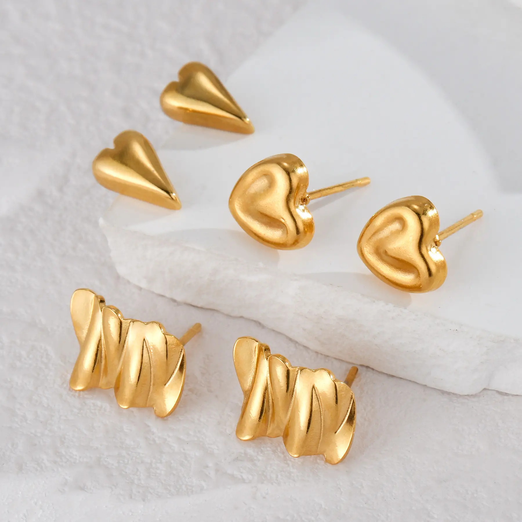 Freeteeme Fashion Imitation Pearl Geometric Gold-plated Stainless Steel Earring For Women Elegant Jewelry Accessories Party Gift